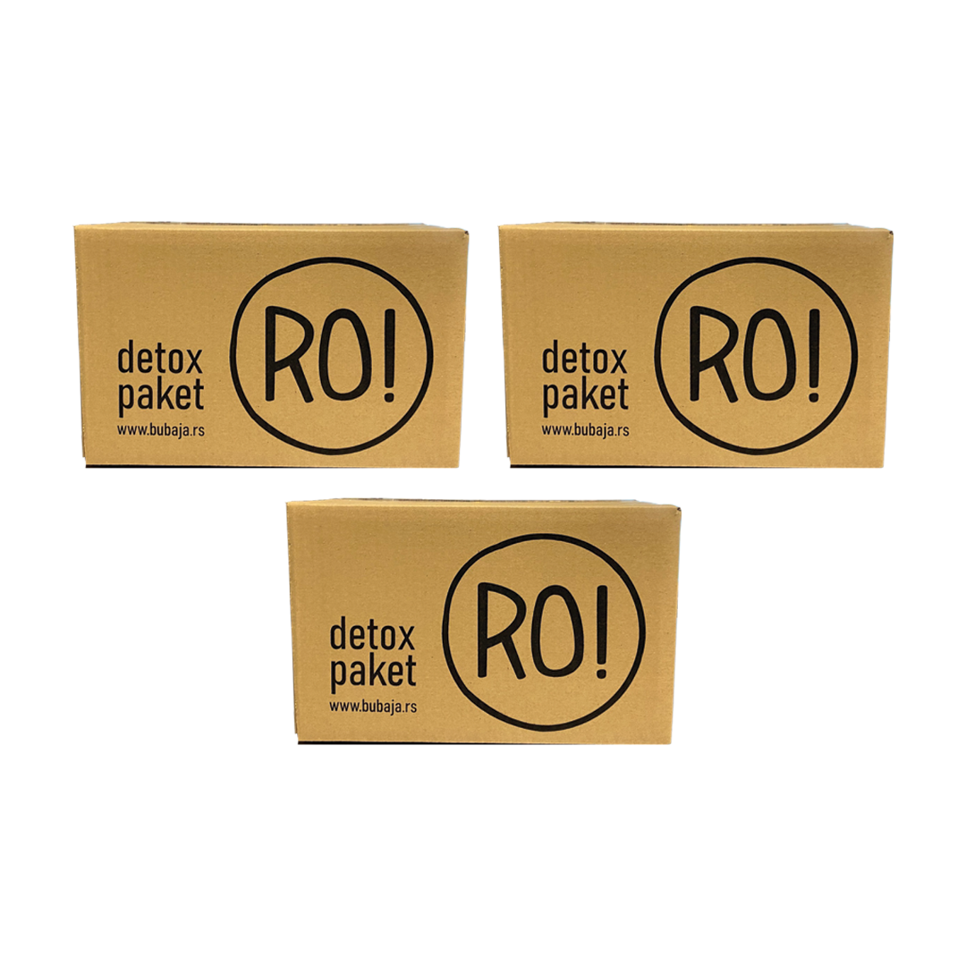 RO! three-package juice cleanse product presentation